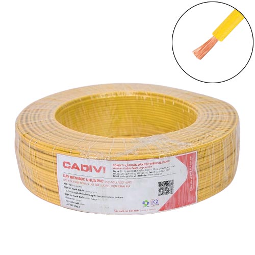 day-dien-don-cadivi-vcm-vang-7 Dây điện đơn mềm Cadivi VCm-0.75 mm2 (Vàng) – 300/500V 3